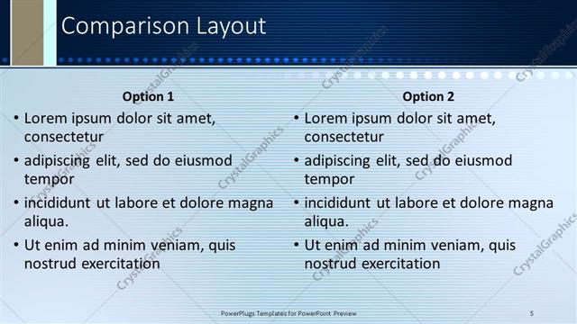 Comparison presentation slide layout