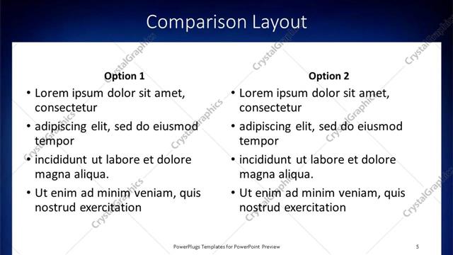 Comparison presentation slide layout