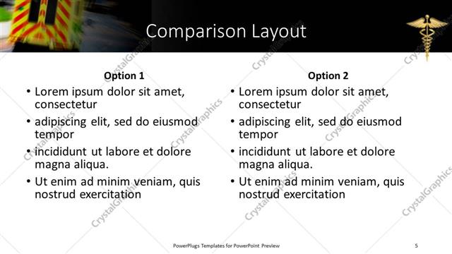Comparison presentation slide layout