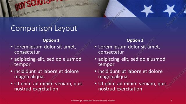 Comparison presentation slide layout