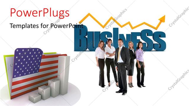  Presentation with professionals - A number of professionals with an American flag