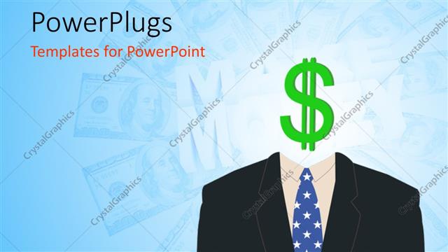  Presentation with dollar sign - American businessman with a dollar sign as his face