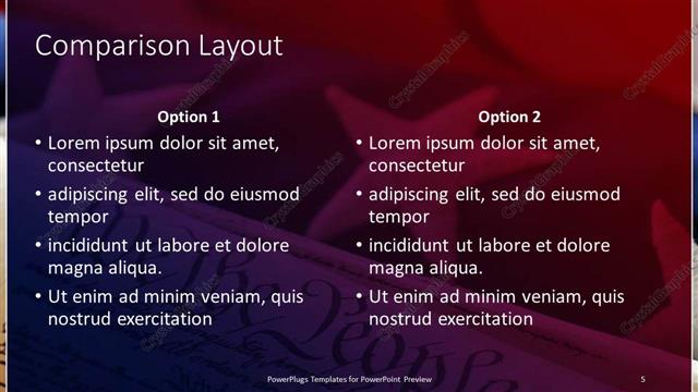 Comparison presentation slide layout