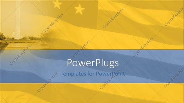  Presentation with america flag - American flag in background with famous Washington building in distance