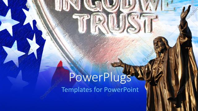  Presentation with stone - American flag with IN GOD WE TRUST motto etched in stone