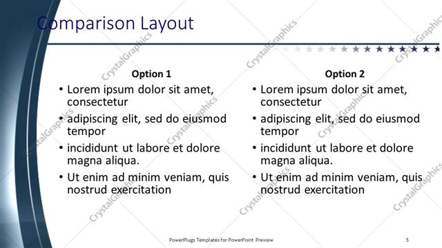 Comparison presentation slide layout
