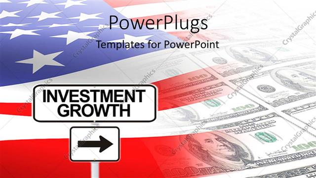  Presentation with investment money - A colorful background made of American money and flag