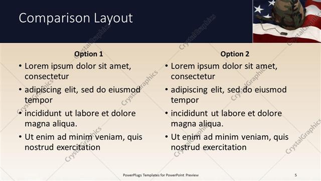 Comparison presentation slide layout