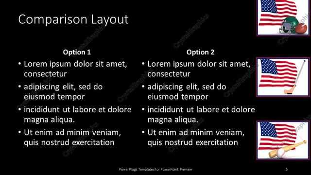 Comparison presentation slide layout