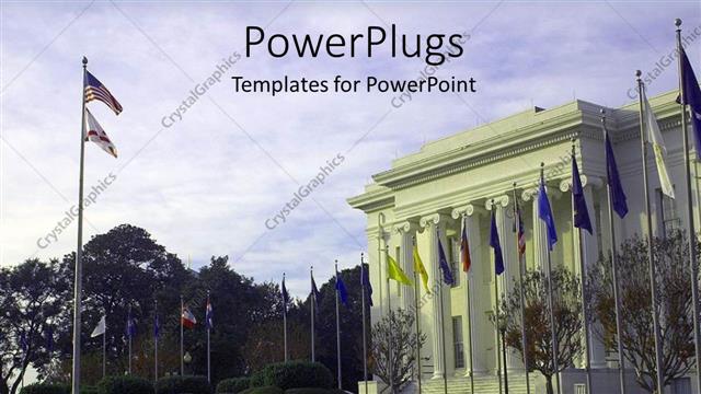  Presentation with american government - American government house with different country flags in front