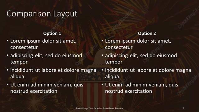 Comparison presentation slide layout