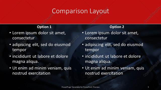 Comparison presentation slide layout