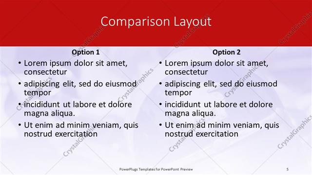 Comparison presentation slide layout