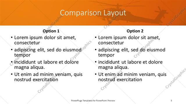 Comparison presentation slide layout