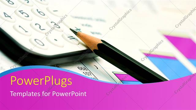  Presentation with business calculator - Pencil and calculator on business documents with graphs