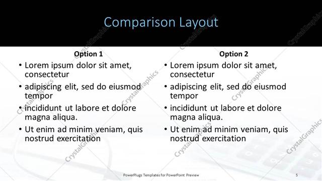 Comparison presentation slide layout