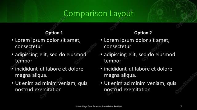 Comparison presentation slide layout