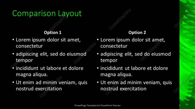 Comparison presentation slide layout