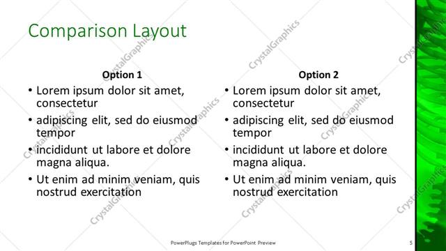 Comparison presentation slide layout