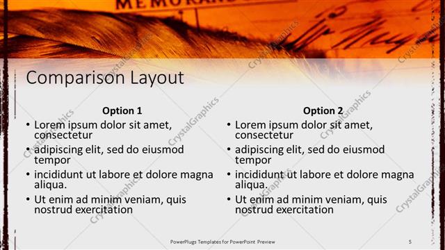 Comparison presentation slide layout