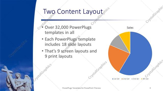 PowerPoint Template: an angel holding the holy cross with clouds in the