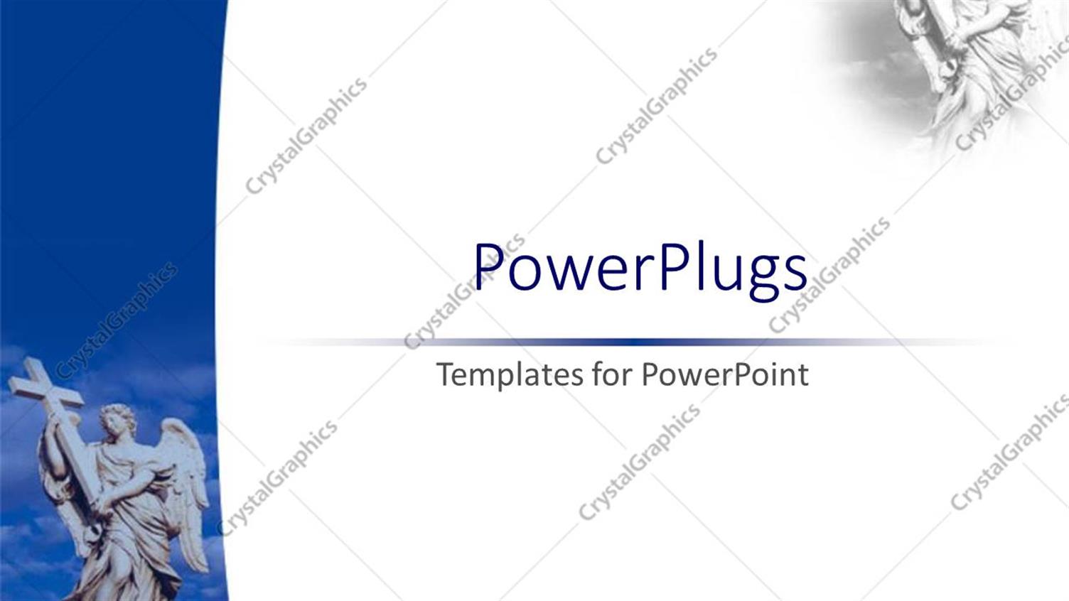 PowerPoint Template: an angel holding the holy cross with clouds in the