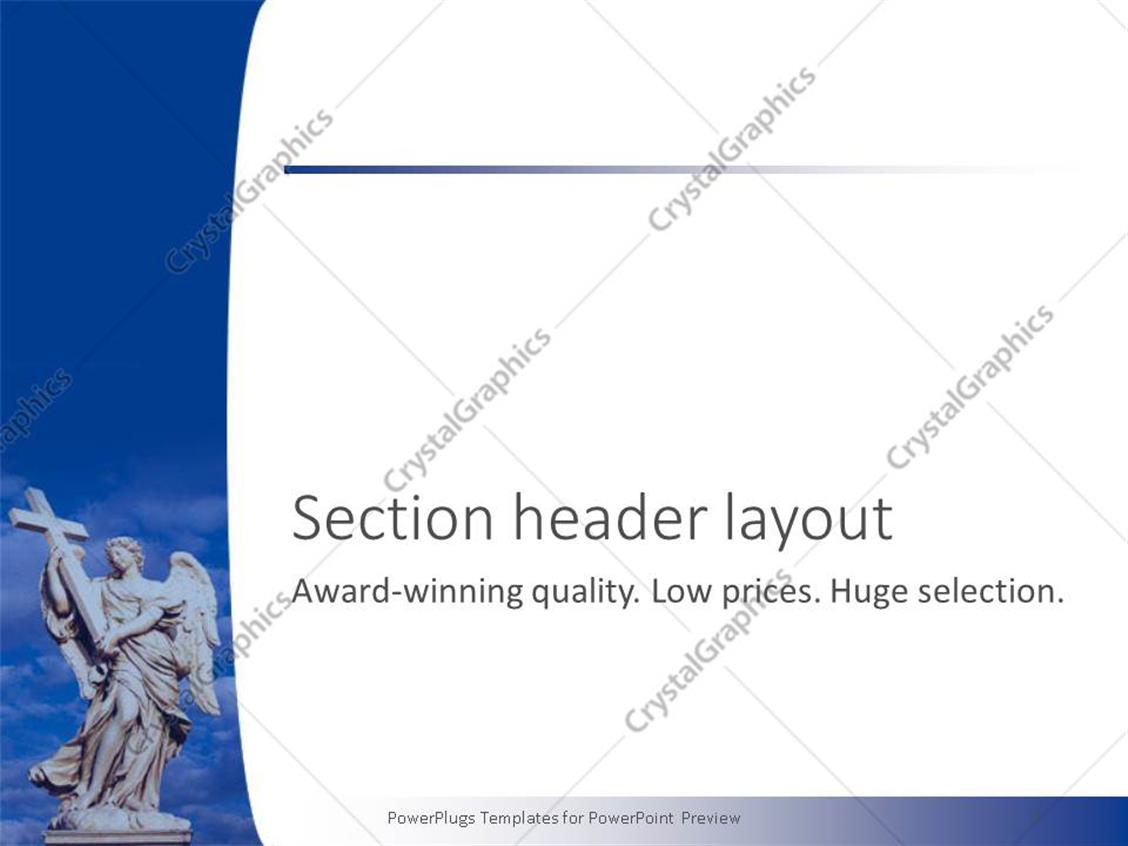 PowerPoint Template: an angel holding the holy cross with clouds in the