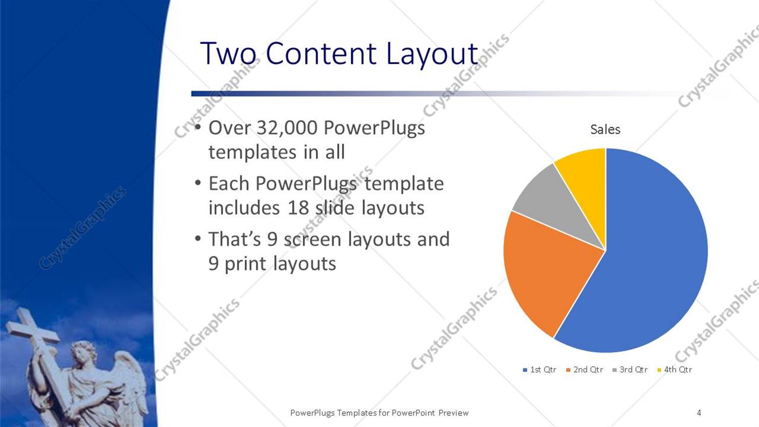 PowerPoint Template: an angel holding the holy cross with clouds in the