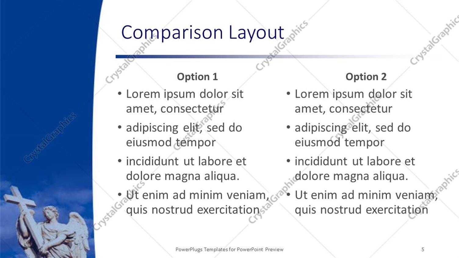 PowerPoint Template: an angel holding the holy cross with clouds in the