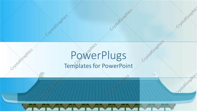  Presentation with asia - Animated blue Chinese temple on a light blue background