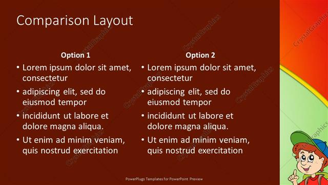 Comparison presentation slide layout