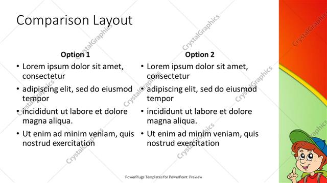 Comparison presentation slide layout
