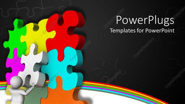  Presentation with human being - Animated colorful tiles being arranged by a human figure