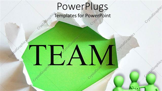  Presentation with team hands - Animated depictio of three green humans joinning hands together