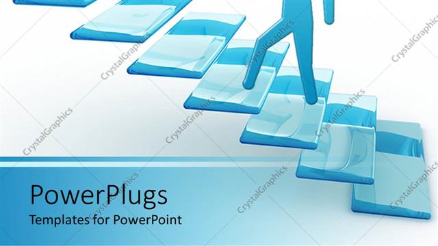  Presentation with animated - Animated depiction of blue human figure climbing stairs