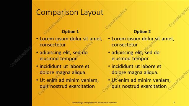 Comparison presentation slide layout