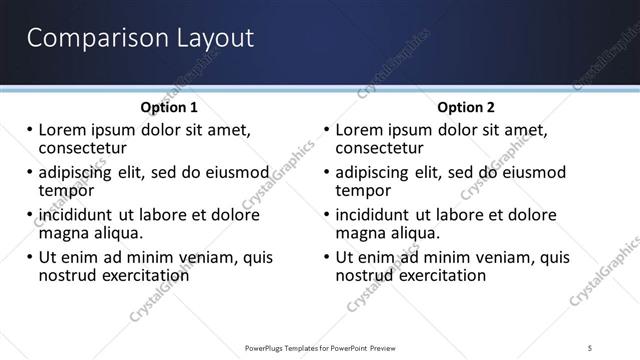Comparison presentation slide layout