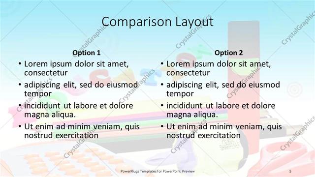 Comparison presentation slide layout