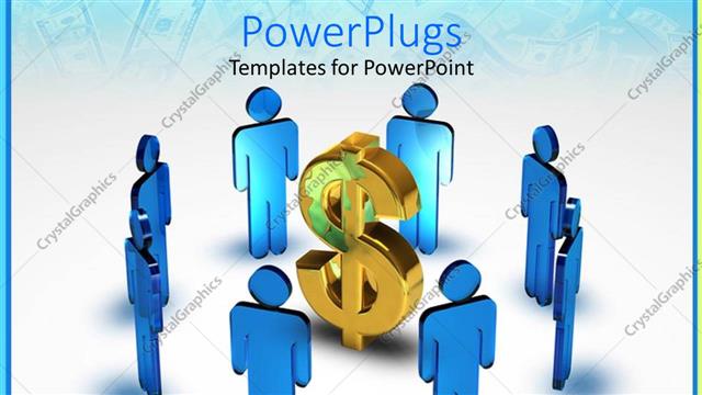  Presentation with eight - Animated depiction of eight humans round a dollar sign