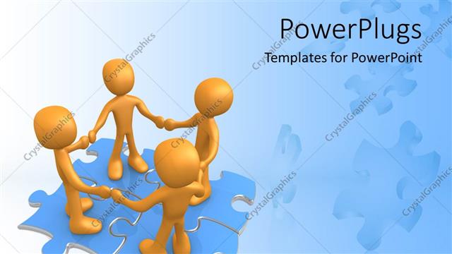  Presentation with hands holding - Animated depiction of four gold colored human figures holding hands