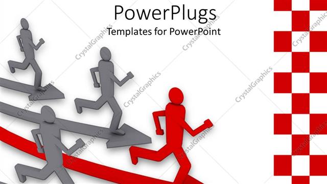  Presentation with red grey - Animated depiction of four grey and red humans running on arrows