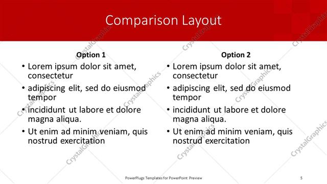Comparison presentation slide layout