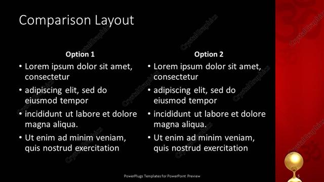 Comparison presentation slide layout