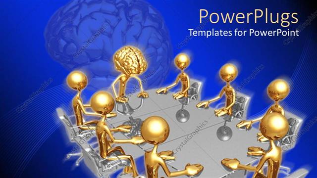  Presentation with mind - Animated depiction of gold colored humans having a meeting