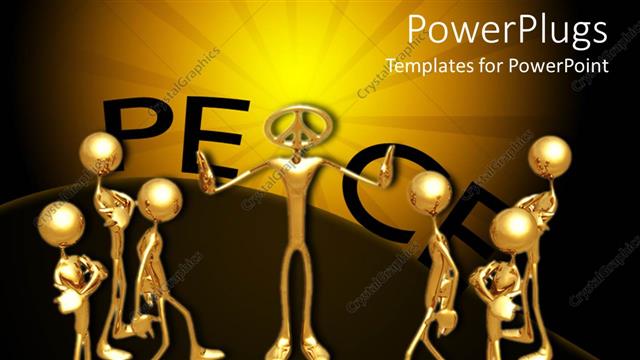  Presentation with peace - Animated depiction of golden colored human figures on a brown background