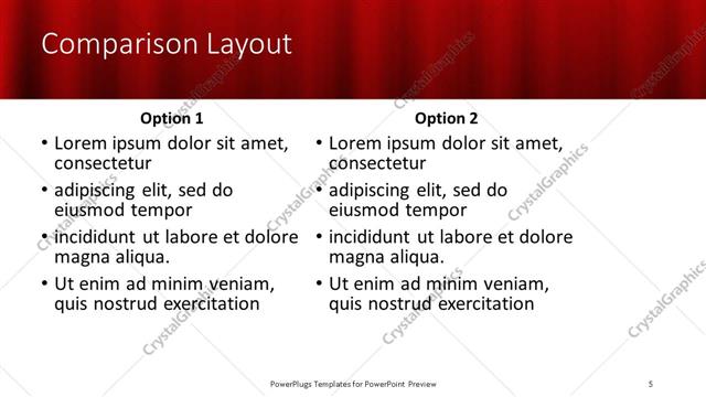 Comparison presentation slide layout