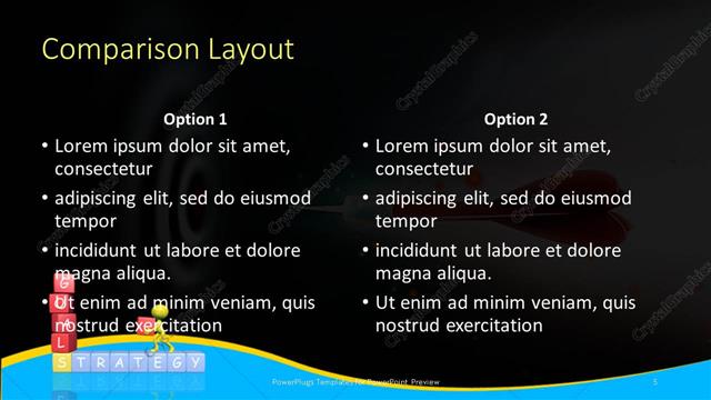 Comparison presentation slide layout