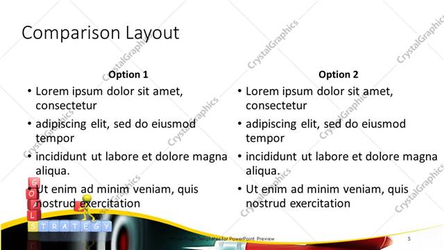 Comparison presentation slide layout