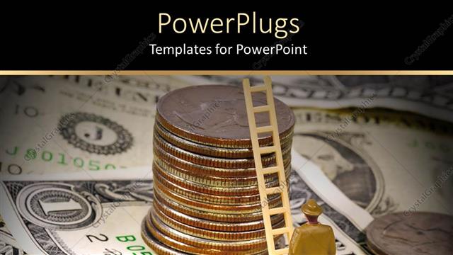  Presentation with climbing - Animated depiction of a human climbing a ladder with a stack of coins