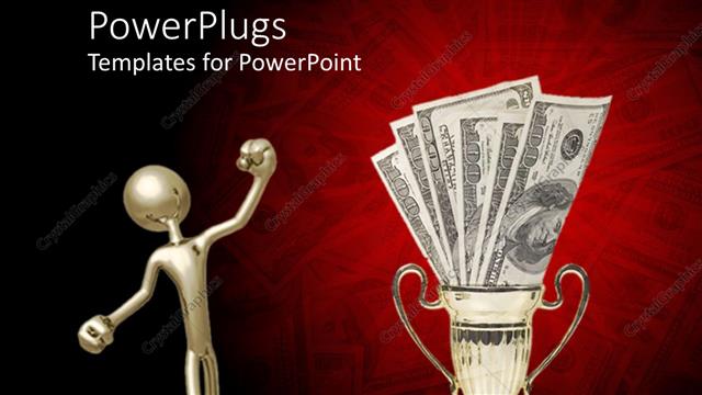  Presentation with trophy - Animated depiction of a human figure and dollar bills in a trophy